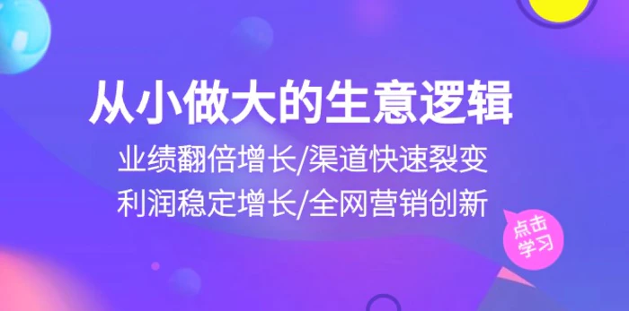 从小做大生意逻辑：业绩翻倍增长/渠道快速裂变/利润稳定增长/全网营销创新| 网创圈
