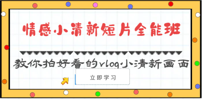 情感小清新短片全能班-教你拍好看的vlog小清新画面（30节课）| 网创圈