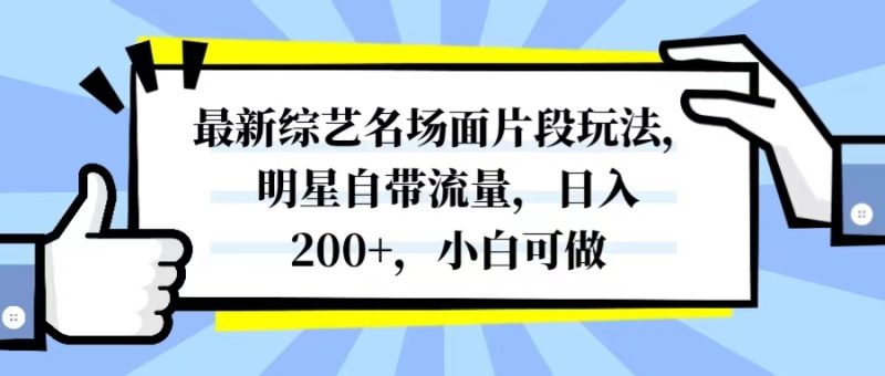 （8114期）最新综艺名场面片段玩法，明星自带流量，日入200+，小白可做| 网创圈