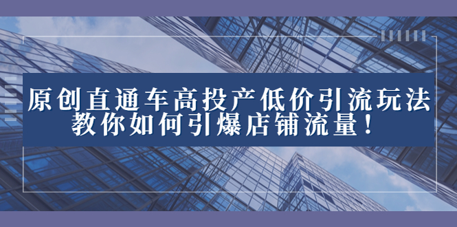 （8197期）2023直通车高投产低价引流玩法，教你如何引爆店铺流量！| 网创圈