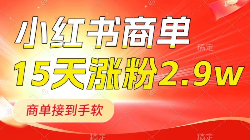 （8308期）小红书商单最新玩法，新号15天2.9w粉，商单接到手软，1分钟一篇笔记| 网创圈