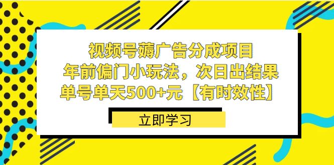 （8527期）视频号薅广告分成项目，年前偏门小玩法，次日出结果，单号单天500+元【…| 网创圈