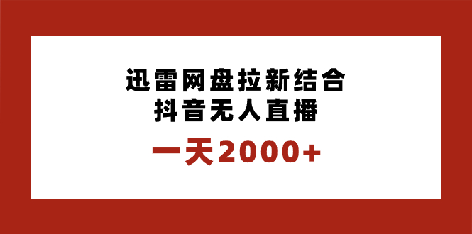 （8551期）一天2000+迅雷网盘拉新结合抖音无人直播，独创玩法保姆级教学| 网创圈