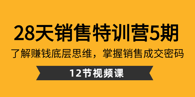 （8659期）28天·销售特训营5期：了解赚钱底层思维，掌握销售成交密码（12节课）| 网创圈