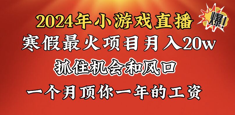 （8778期）2024年寒假爆火项目，小游戏直播月入20w+，学会了之后你将翻身| 网创圈