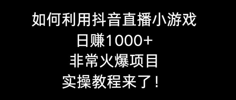（8870期）如何利用抖音直播小游戏日赚1000+，非常火爆项目，实操教程来了！| 网创圈