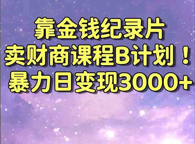（8944期）靠金钱纪录片卖财商课程B计划！暴力日变现3000+，喂饭式干货教程！| 网创圈
