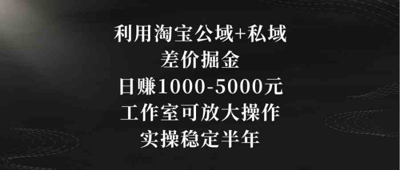 （8952期）利用淘宝公域+私域差价掘金，日赚1000-5000元，工作室可放大操作，实操…| 网创圈