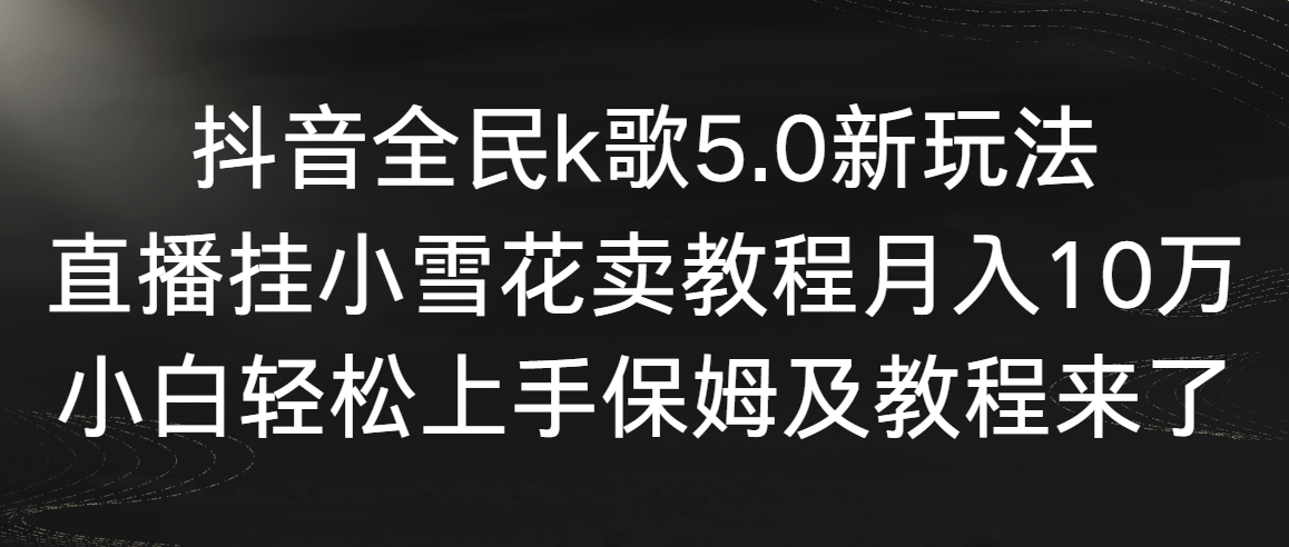 （9021期）抖音全民k歌5.0新玩法，直播挂小雪花卖教程月入10万，小白轻松上手，保…| 网创圈