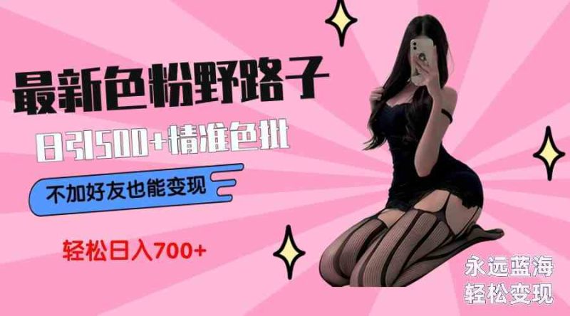 （9119期）最新色粉变现野路子，日引500+老色批 可不加好友直接变现 小白轻松日入700+| 网创圈