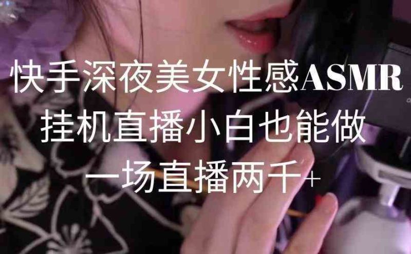 （9243期）快手深夜美女性感ASMR挂机直播，小白也能做，一场直播两千+| 网创圈