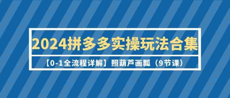 （9559期）2024拼多多实操玩法合集【0-1全流程详解】照葫芦画瓢（9节课）| 网创圈
