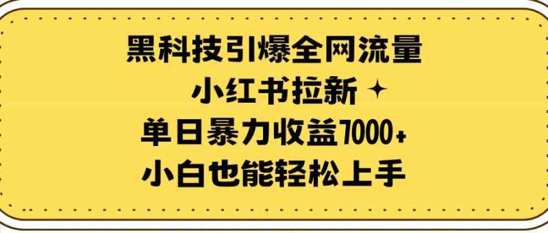 （9679期）黑科技引爆全网流量小红书拉新，单日暴力收益7000+，小白也能轻松上手| 网创圈
