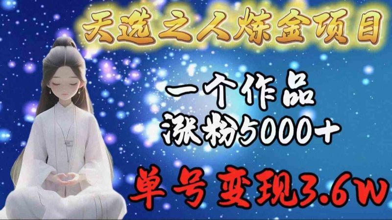 （9693期）天选之人炼金项目，一个作品涨粉5000+，单号变现3.6w| 网创圈