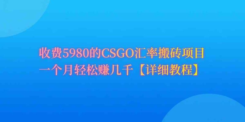 （9776期）CSGO装备搬砖，月综合收益率高达60%，你也可以！| 网创圈
