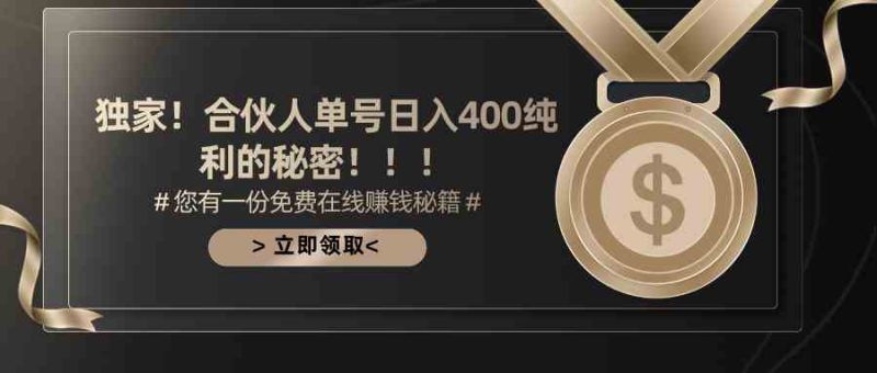 （10028期）合伙人广告撸金最新玩法，每天单号400纯利| 网创圈