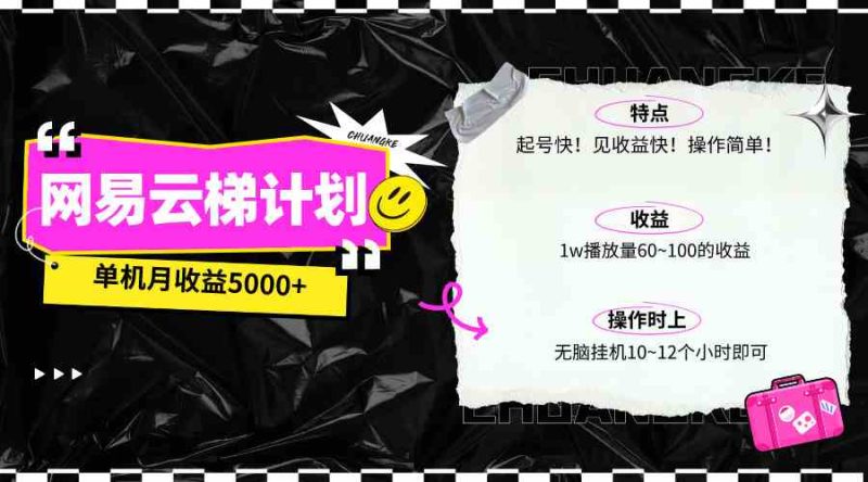 （10063期）最新网易云梯计划网页版，单机月收益5000+！可放大操作| 网创圈