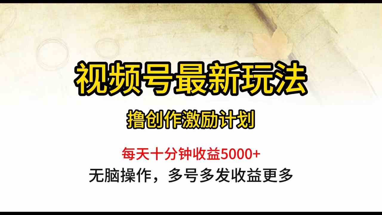 （10087期）视频号最新玩法，每日一小时月入5000+| 网创圈
