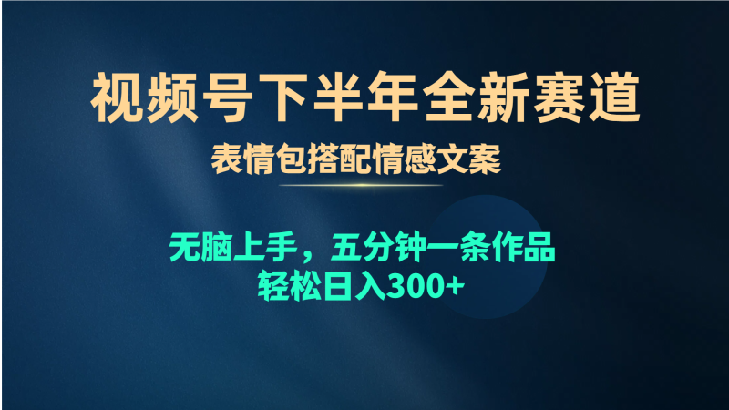 （10267期）视频号下半年全新赛道，表情包搭配情感文案 无脑上手，五分钟一条作品…| 网创圈