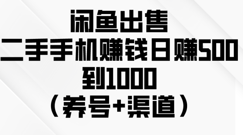 （10269期）闲鱼出售二手手机赚钱，日赚500到1000（养号+渠道）| 网创圈