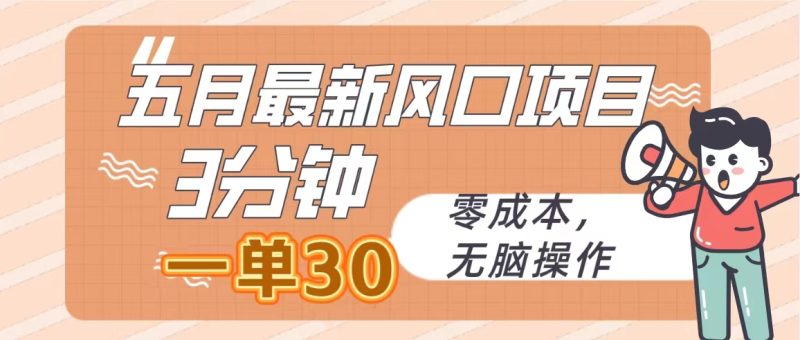 （10256期）五月最新风口项目，3分钟一单30，零成本，无脑操作| 网创圈