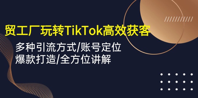 （10302期）外贸工厂玩转TikTok高效获客，多种引流方式/账号定位/爆款打造/全方位讲解| 网创圈