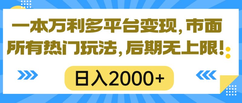（10311期）一本万利多平台变现，市面所有热门玩法，日入2000+，后期无上限！| 网创圈