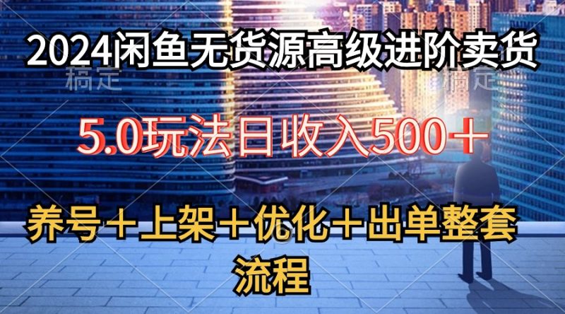（10332期）2024闲鱼无货源高级进阶卖货5.0，养号＋选品＋上架＋优化＋出单整套流程| 网创圈