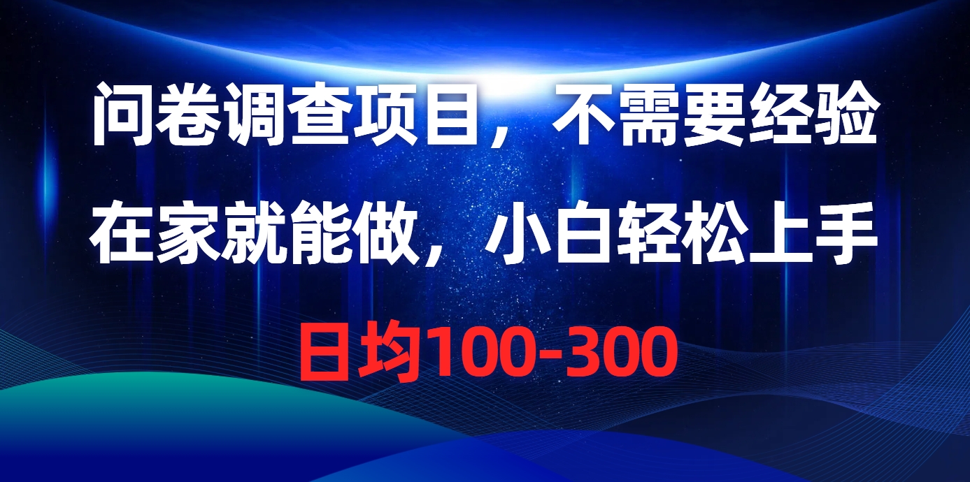 （10402期）问卷调查项目，不需要经验，在家就能做，小白轻松上手，日均100-300| 网创圈
