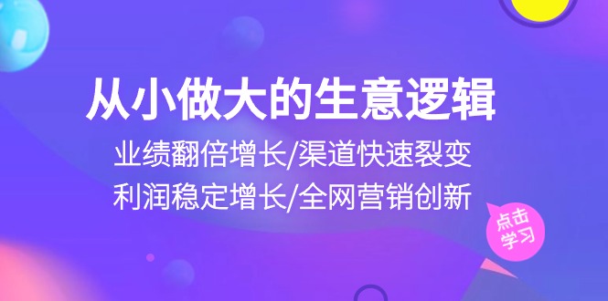 （10438期）从小做大生意逻辑：业绩翻倍增长/渠道快速裂变/利润稳定增长/全网营销创新| 网创圈