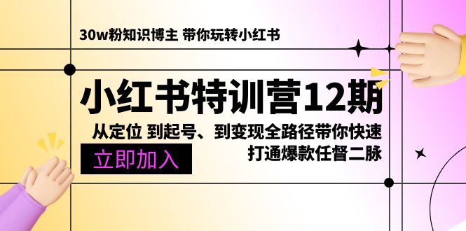 （10666期）小红书特训营12期：从定位 到起号、到变现全路径带你快速打通爆款任督二脉| 网创圈