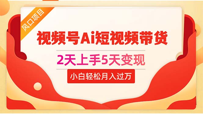 （10807期）2天上手5天变现视频号Ai短视频带货0粉丝0基础小白轻松月入过万| 网创圈