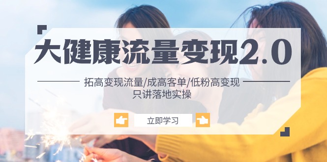 （10871期）大健康 流量 变现2.0：拓高变现 流量/成高客单/低粉高变现/只讲落地实战| 网创圈