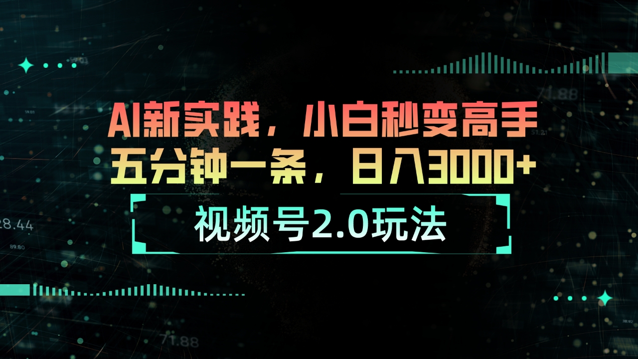 （10888期）视频号2.0玩法 AI新实践，小白秒变高手五分钟一条，日入3000+| 网创圈
