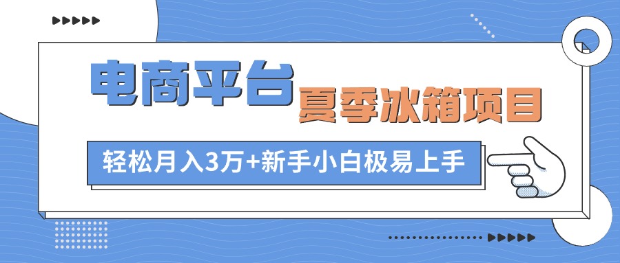 （10934期）电商平台夏季冰箱项目，轻松月入3万+，新手小白极易上手| 网创圈