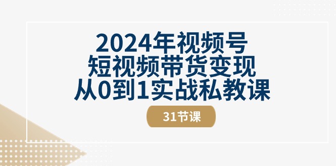 （10931期）2024年视频号短视频带货变现从0到1实战私教课（31节视频课）| 网创圈