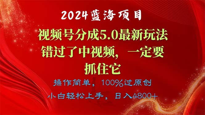 （11032期）2024蓝海项目，视频号分成计划5.0最新玩法，错过了中视频，一定要抓住…| 网创圈