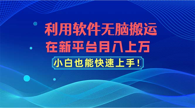 （11078期）利用软件无脑搬运，在新平台月入上万，小白也能快速上手| 网创圈