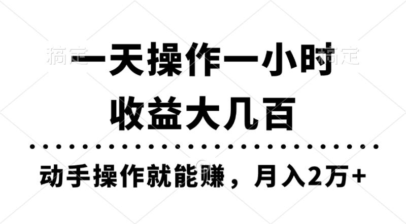 （11263期）一天操作一小时，收益大几百，动手操作就能赚，月入2万+教学| 网创圈