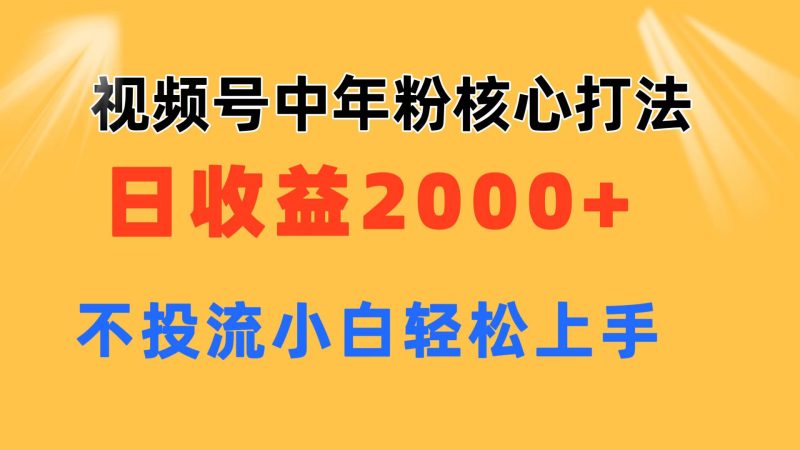 （11205期）视频号中年粉核心玩法 日收益2000+ 不投流小白轻松上手| 网创圈