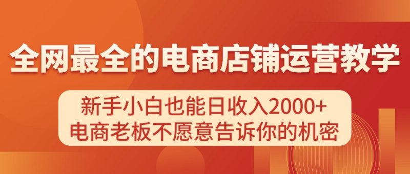（11266期）电商店铺运营教学，新手小白也能日收入2000+，电商老板不愿意告诉你的机密| 网创圈