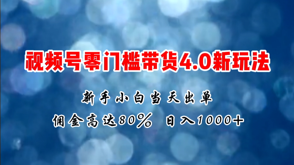 （11358期）微信视频号零门槛带货4.0新玩法，新手小白当天见收益，日入1000+| 网创圈