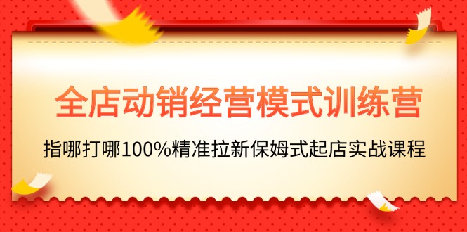 （11460期）全店动销-经营模式训练营，指哪打哪100%精准拉新保姆式起店实战课程| 网创圈