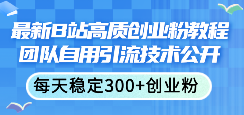 （11661期）最新B站高质创业粉教程，团队自用引流技术公开，每天稳定300+创业粉| 网创圈