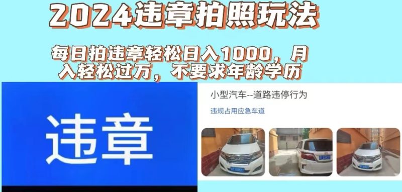 （11743期）2024违章拍照新玩法，推广躺赚+拍照赚钱双模式，日入1000+| 网创圈