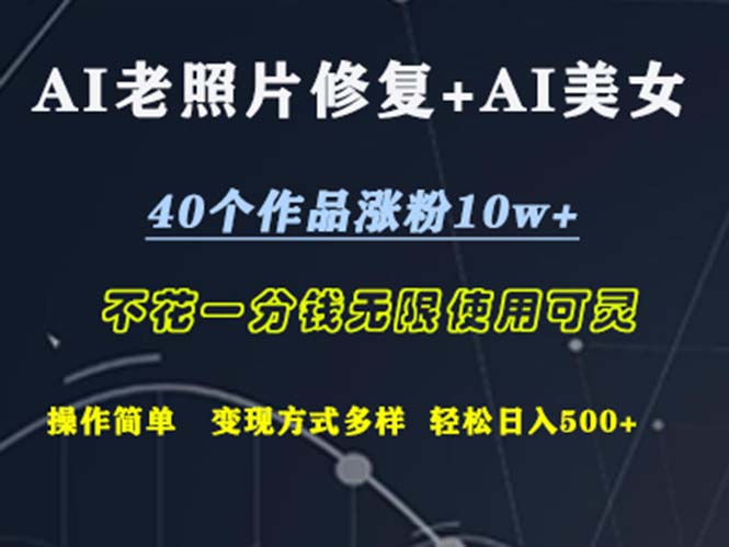 （12489期）AI老照片修复+AI美女玩发  40个作品涨粉10w+  不花一分钱使用可灵  操…| 网创圈