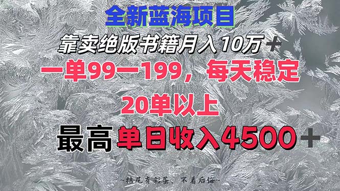 （12512期）靠卖绝版书籍月入10W+,一单99-199，一天平均20单以上，最高收益日入4500+| 网创圈