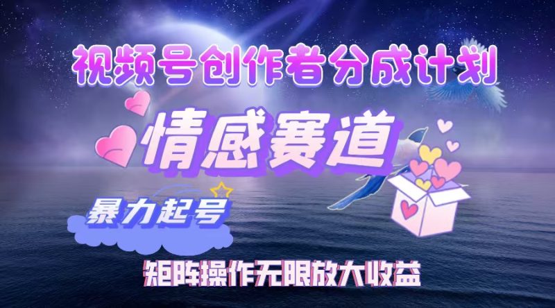 （12461期）视频号创作者分成项目之情感赛道，暴力起号，实现税后月入3W+矩阵操作…| 网创圈