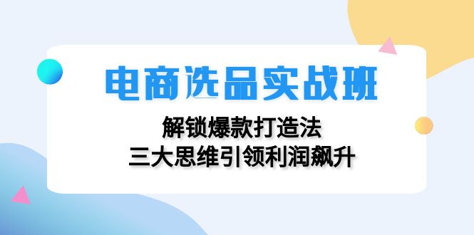 （12398期）电商选品实战班：解锁爆款打造法，三大思维引领利润飙升| 网创圈
