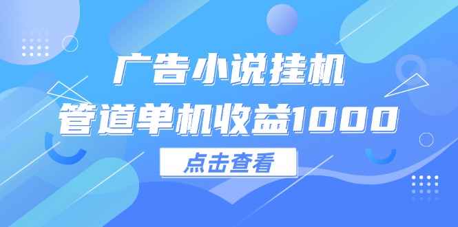 （12198期）广告小说挂机管道单机收益1000+| 网创圈